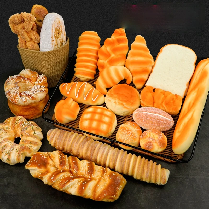 Simulaci&oacute;n de pan de juguete fragante, descompresi&oacute;n de alimentos, decoraci&oacute;n de frutas, muebles, modelo de pan falso, accesorios de rebote lento-0
