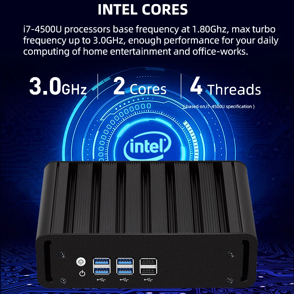 Безвентиляторный мини ПК Intel Core i7 4500Y i3 4010Y процессор Настольный DDR3L Mini SATA HDMI 8 * USB