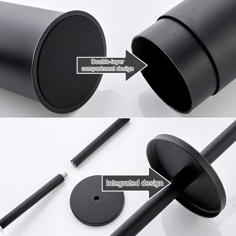 2 pcs bathroom accessories toothbrush holder long handle toilet brush with base aluminum toilet cleaning brush set household free global shipping