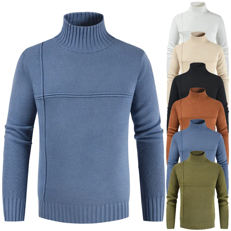 Мужской свитер с длинным рукавом Helisopus однотонный Повседневный приталенный