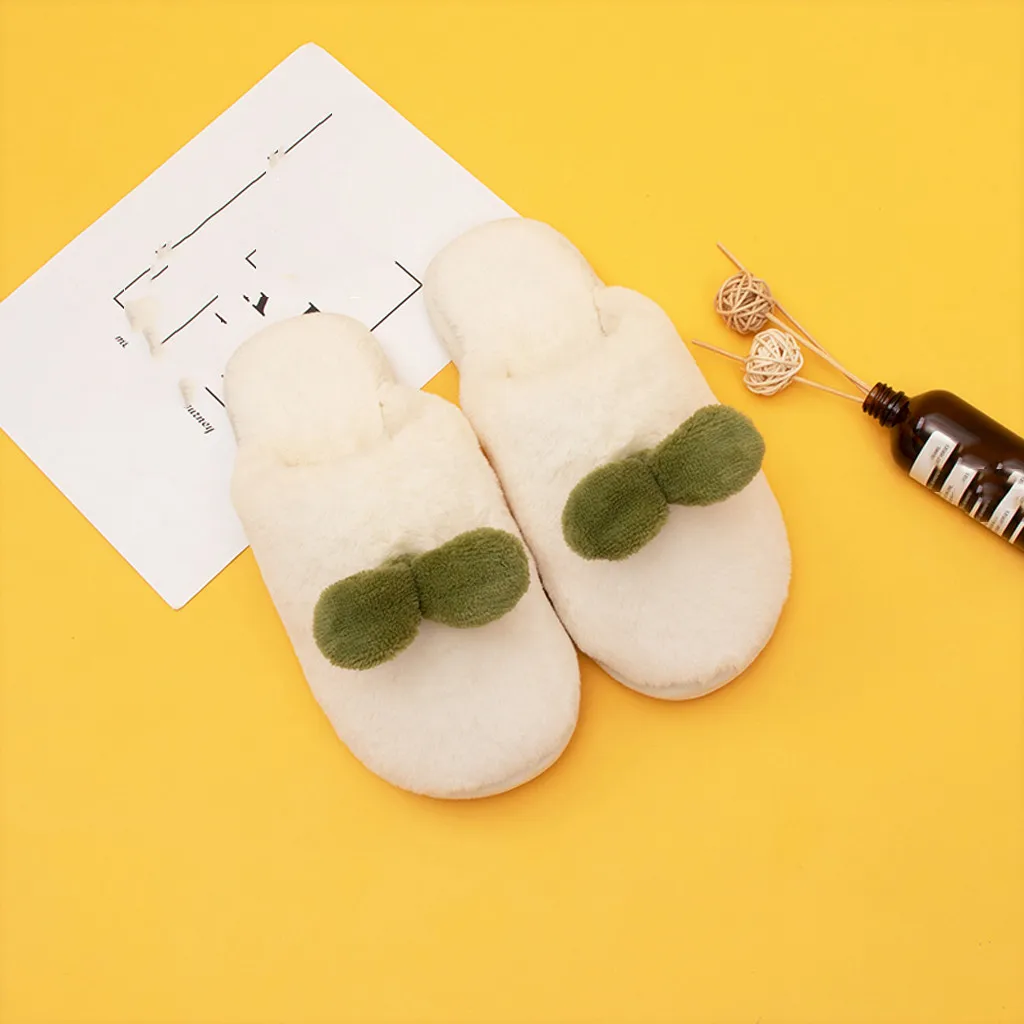 SAGACE/женские зимние тапочки с украшением в виде листьев Плюшевые мягкие на низком