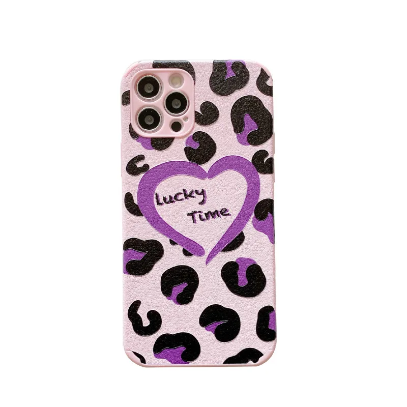 

Fashion Pink love leopard print mobile phone case for iPhone11 12Pro Max mini X XR XSMax 8 7PluS anti-drop protective back cover