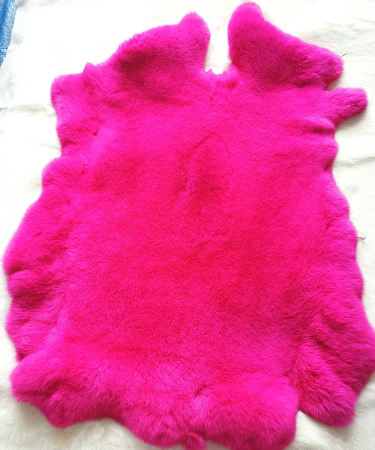 ROSE RED Цветная коробка из кожи кролика Рекс, общий набор, сделай сам, Мобильная Сумка из меха кролика Рекс, воротник из натурального меха, одежда из кожи, мех кролика, шерсть 45*28 см - Цвет: ROSE RED