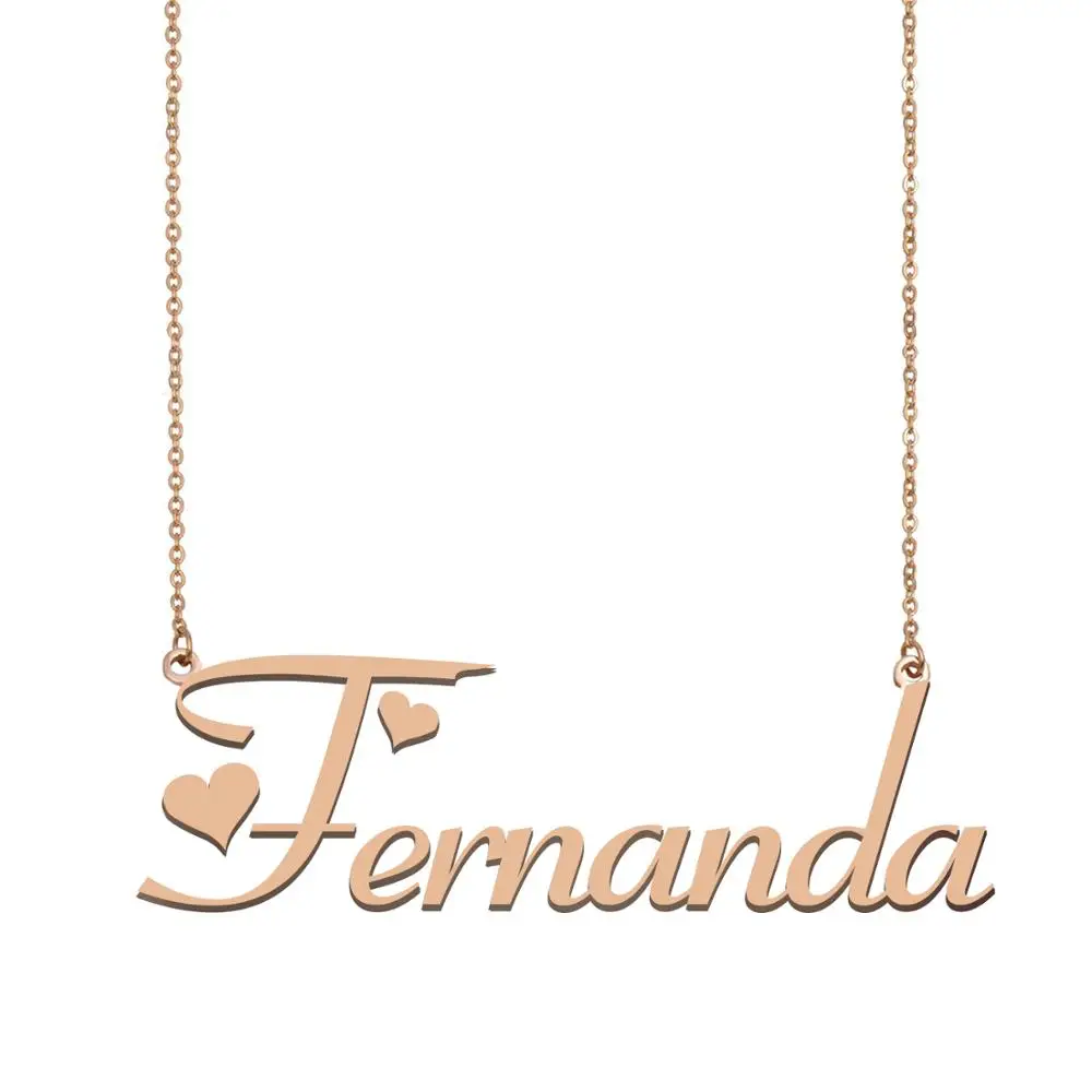 

Fernanda Name Necklace for Women Girls Custom Nameplate Gold Stainless Steel Friends Birthday Wedding Christmas Mother Days Gift