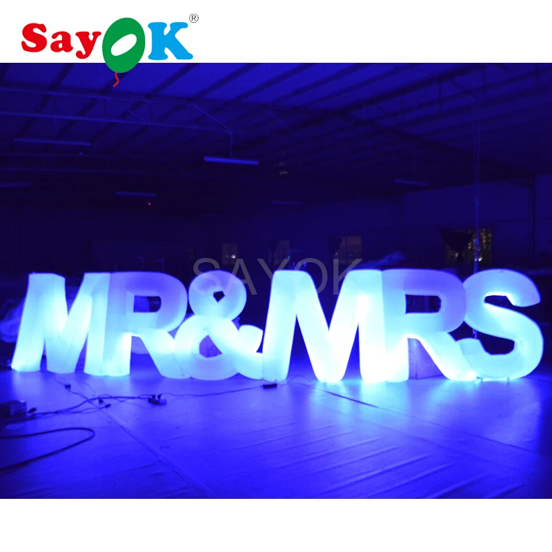 1,2 m H x 6,17 m L надувные буквы MR& MRS с светодиодный подсветкой на День святого Валентина, свадебные юбилейные праздничные украшения