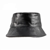 pu leather bucket hats women hats spring fisherman hat black fashion bucket hat waterproof hat motorcycle cap hiphop cap