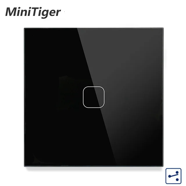 Сенсорный выключатель Minitiger серое прозрачное стекло стандарт EU/UK 1 клавиша