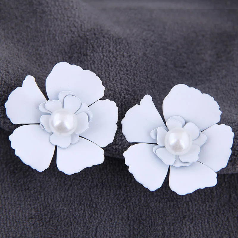 Boho Big White Simulated Pearl Flower Earrings For Women Fashion Wedding Party Jewelry 2021 Elegant Bijoux Wholesale 1E1115 | Украшения и