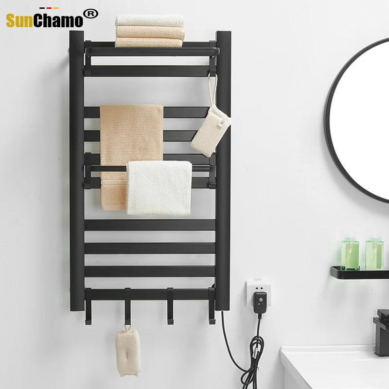 

Bathroom Shelf Space Aluminum Perforation-free Intelligent Constant Temperature Electric Heating Towel Rack Bath Towel Rack