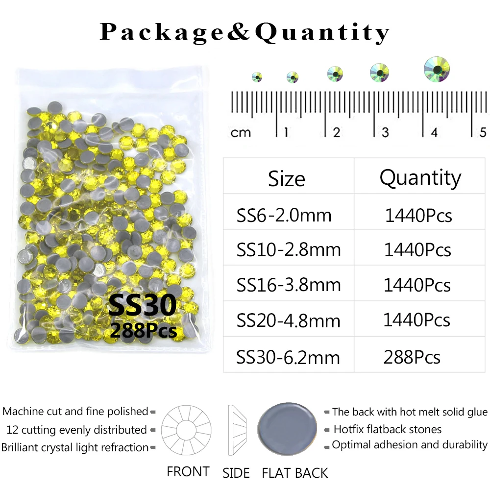 AAAAA + стразы горячей фиксации круглой формы с плоской задней частью камни