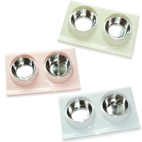 double dog cat bowls stainless steel pet food water feeder for dog pet supplies