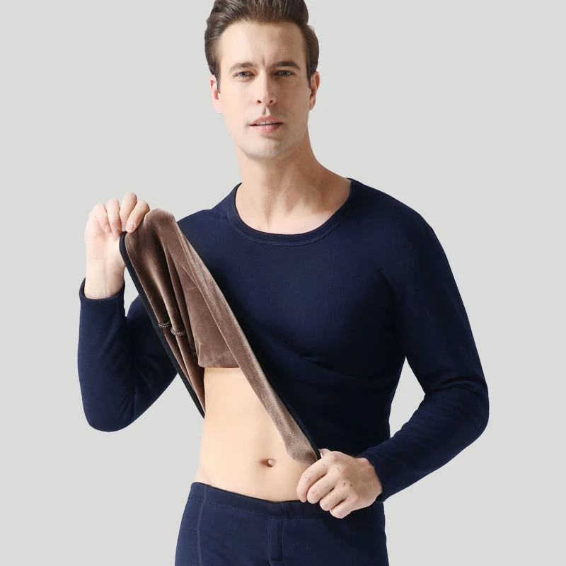 Clothe and Pants Winter Man Velvet Underwear Sets Men Thermo Underwear Long  Winter Clothes Men Thick Thermal Clo thing Solid