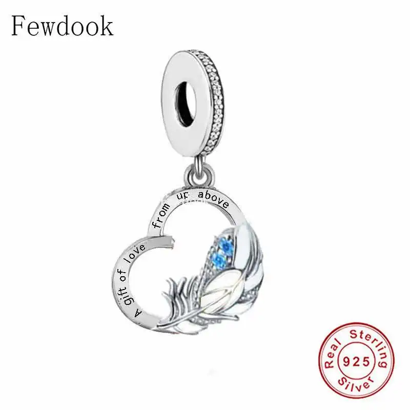 Подходят для оригинального Шарм-браслета из серебра 925 пробы перо ангела подарок