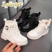 kids 26 37 size 2020 winter warm thick plush martin boots for little girls boys casual off white juniors fashion children shoes