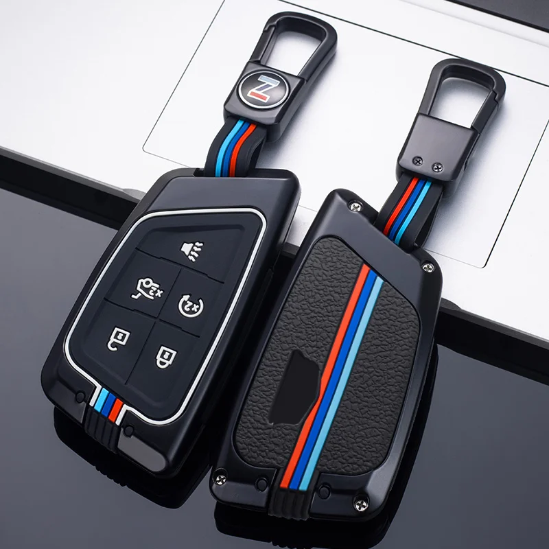 

Чехол для автомобильного ключа с дистанционным управлением из цинкового сплава, чехол для брелока без ключа, держатель, цепочка для ключей для Cadillac CT5 2019 2020, 5 кнопок, умный ключ, Стайлинг автомобиля