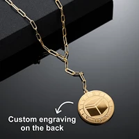 kaaba coordinates coin necklace for women personalized arabic english letter embossed islam pendants stainless stee jewelry gift