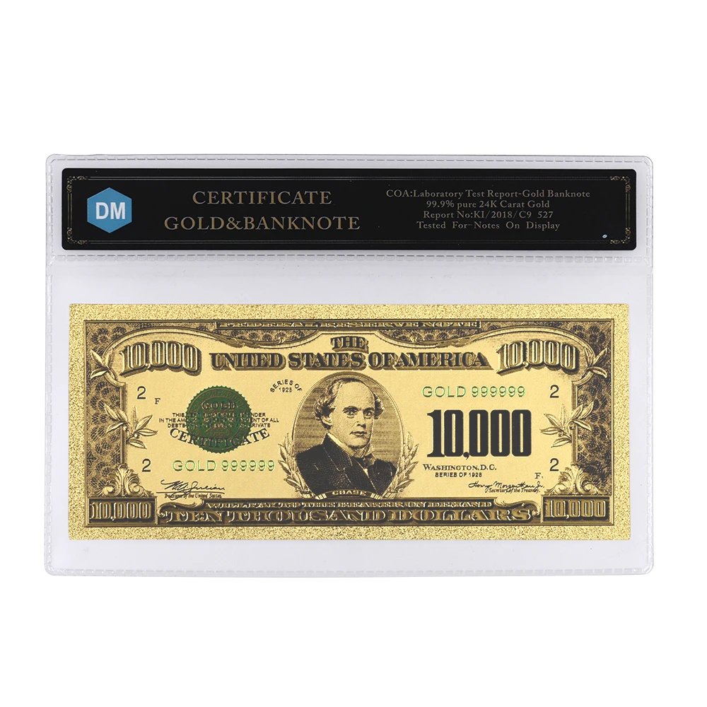 Бизнес сувенирные подарки 10 тысяч 24k золотые банкноты Красочные США 1918 год