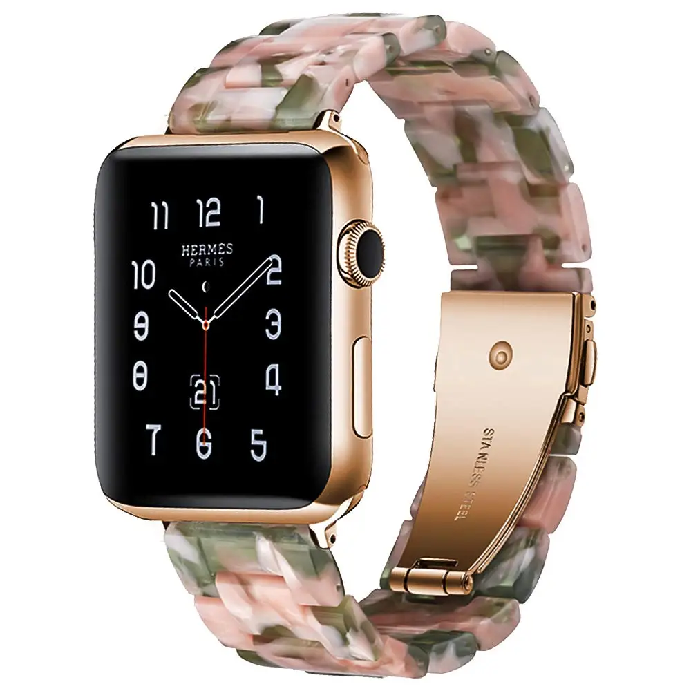 Ремешок из смолы для Apple watch 44 мм 40 мм iwatch 42 мм 38 мм Пряжка из нержавеющей стали ремешок для часов Браслет Apple watch 5 4 3 21