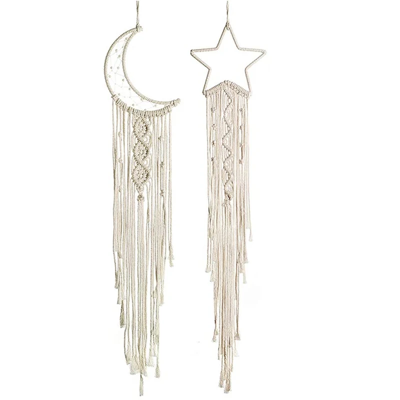 

2Pcs Macrame Dream Catchers for Bedroom Wall Hanging Handmade Woven Dream Catcher for Home Decor