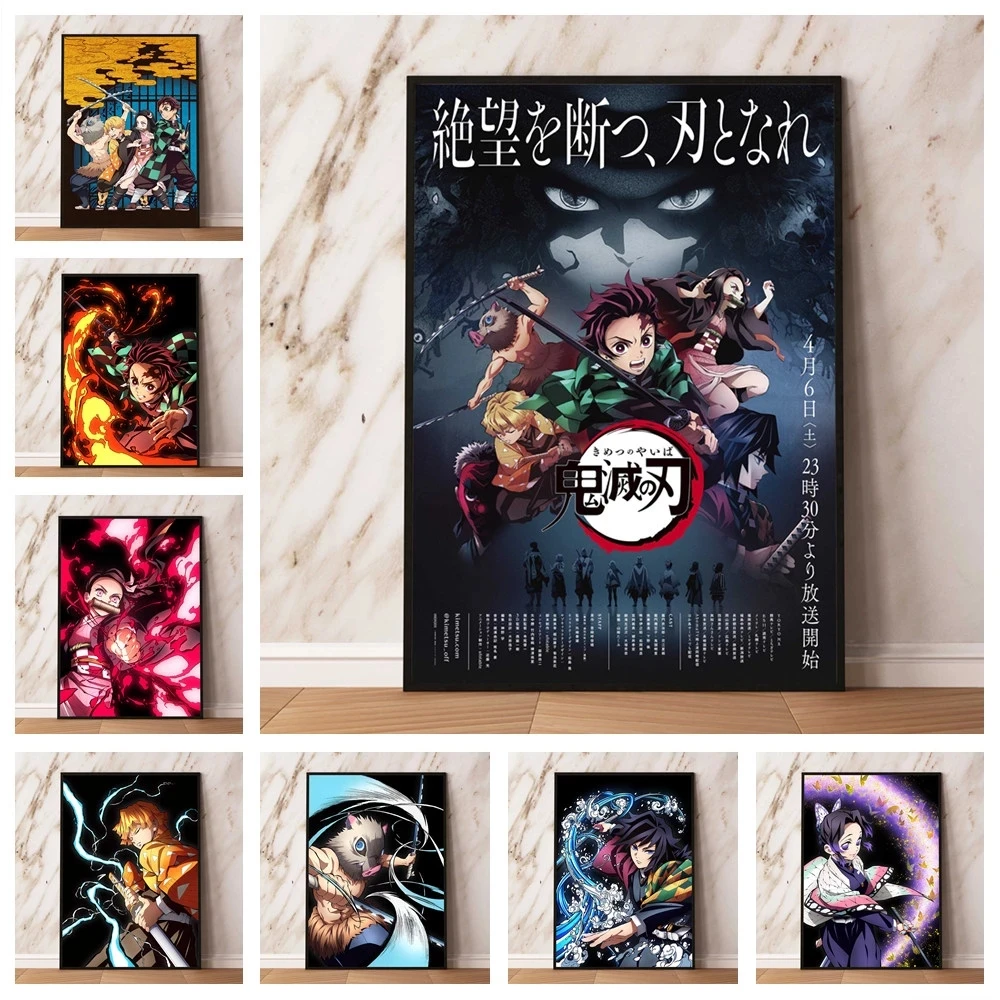 

Hot Japanese Popular Anime Demon Slayer Family Wall Art Decoration Painting Childrens Room Art Canvas Poster Decor Wall Picture