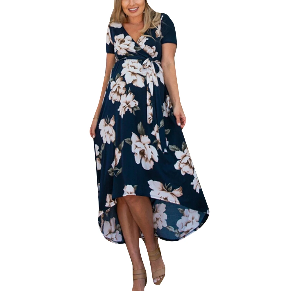 2020 модное летнее платье с цветочным принтом для беременных женщин Повседневный