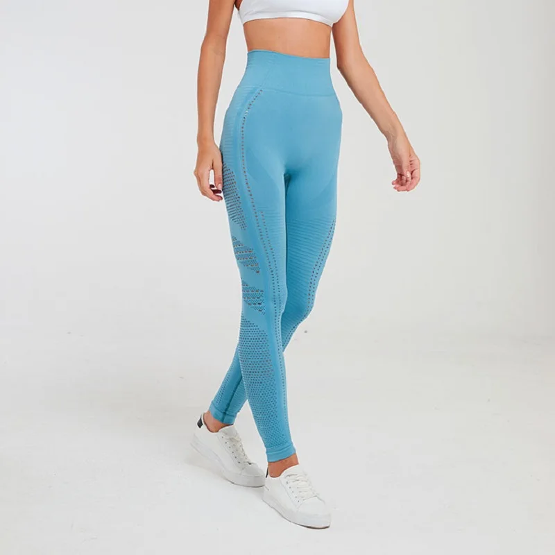 Seamless Yoga Pants Women High Waist Hollow Out Breathable Fitness Sport Leggings Push Up Elasticity Dot Sweatpant | Спорт и