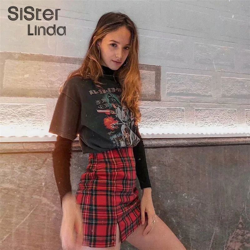 Sisterlinda простая красная короткая облегающая клетчатая юбка женская летняя модная мини-юбка с высокой талией уличная Короткая юбка для отдыха