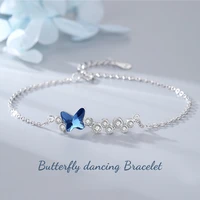 butterfly crystal bracelet s925 sterling silver material ladies bracelet ladies fashion accessories all match bracelet 8inch
