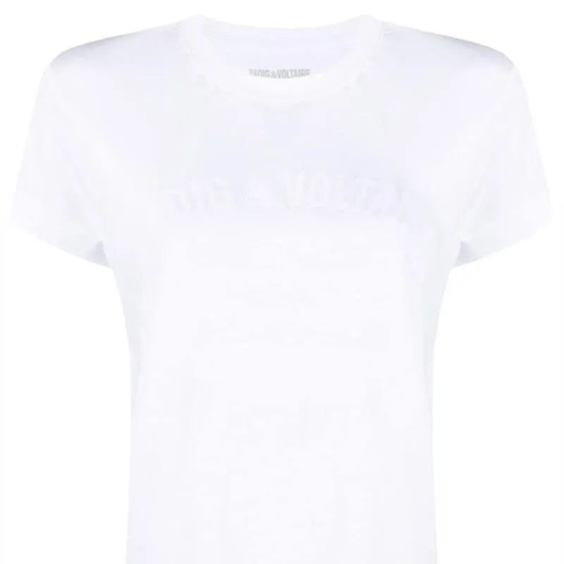 

Solid Color Female Summer O-Neck Letter Print Cotton T-Shirt Ladies High Street White Top Ladies Casual Brand Fashion Tees ML048
