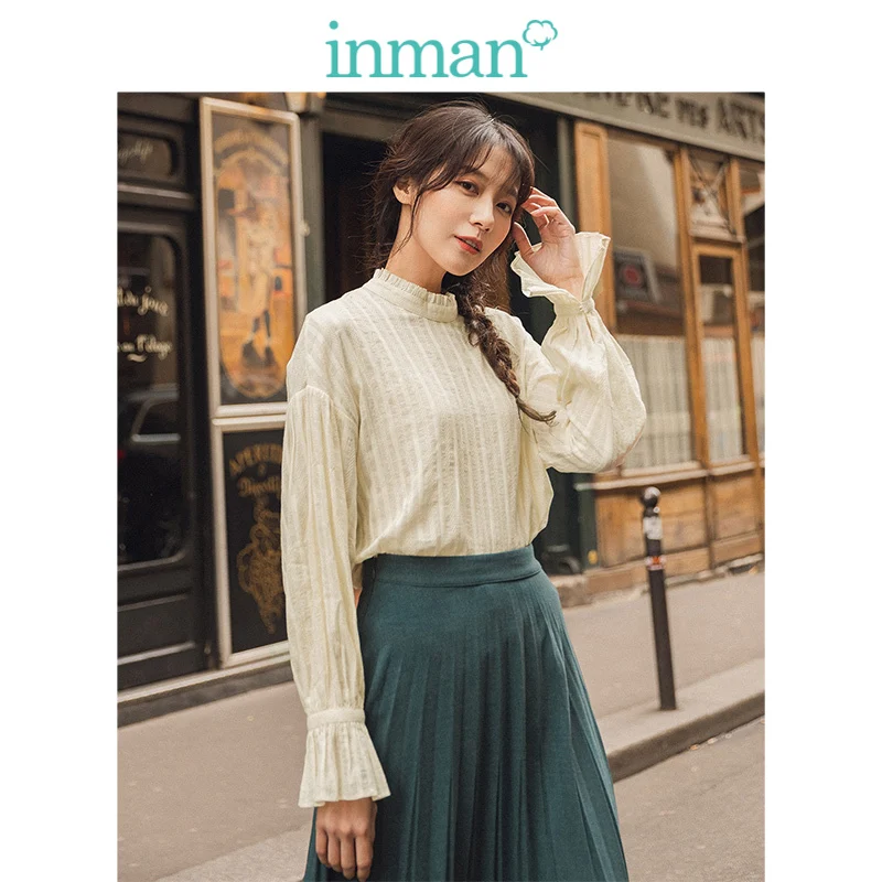 INMAN осень 2019 Новое поступление 100% хлопок жаккард кружево маленький стоячий