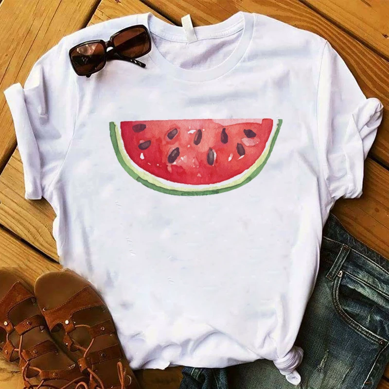 

Women Lady T Shirt Watermelon Hello Summer Fruit Printed Tshirt Ladies Tee Shirt Women Female Tops Clothes Graphic T-shirt