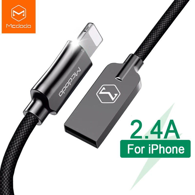 MCDODO USB кабель для iPhone 12 11 Pro XS Max XR X 8 7 6s iPad 2.4A быстрой зарядки и передачи данных