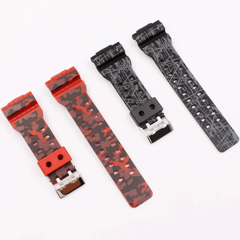 Watch accessories 16mm men's rubber strap For Casio resin g-shock GA GLS GD 110 100 120  pin buckle ladies sports strap