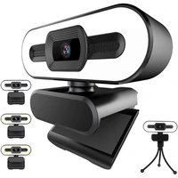 2022 2k hd webcam with microphone usb webcam with ring light led computer camera for zoom video conferencing pc mac laptop