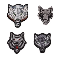 4 types cartoons wolf head series ironing embroidered patche for clothes hat jeans sticker sew on t shirt applique diy badge