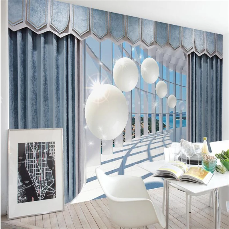 

mural papel de parede Custom wallpaper 3d stereo ball European style curtain space modern TV background wall papier peint