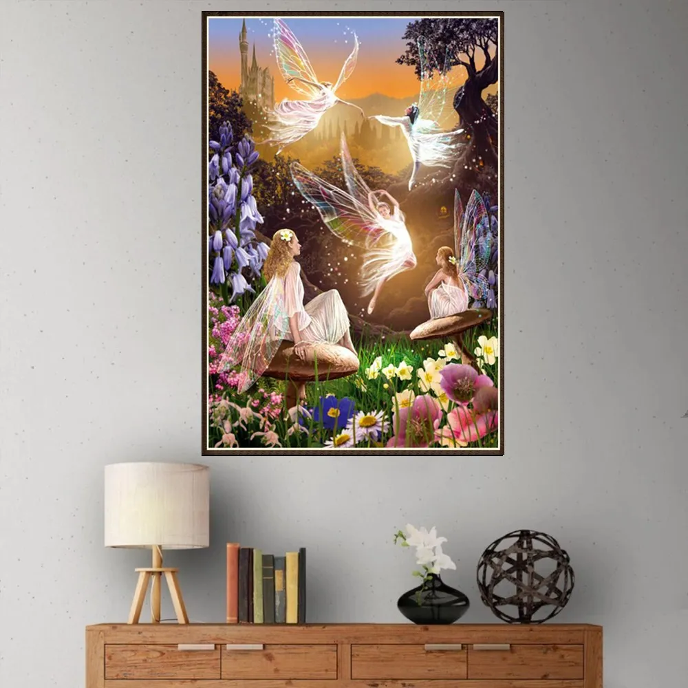 Алмазная живопись фея девушка полная дрель 5D DIY вышитый бриллиантами Ангел Elf Wings