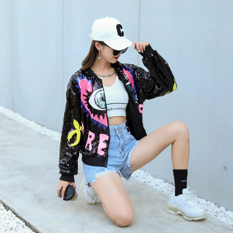 Уличная одежда в стиле хип-хоп для девочек базовые куртки танцевальные костюмы