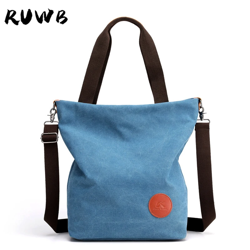 

RUWB Women Travel Bags Designer Casual Portable Canvas Shoulder Bag 2021 Summer Fashion Daily Shopping Tote Bags Torebki Damskie