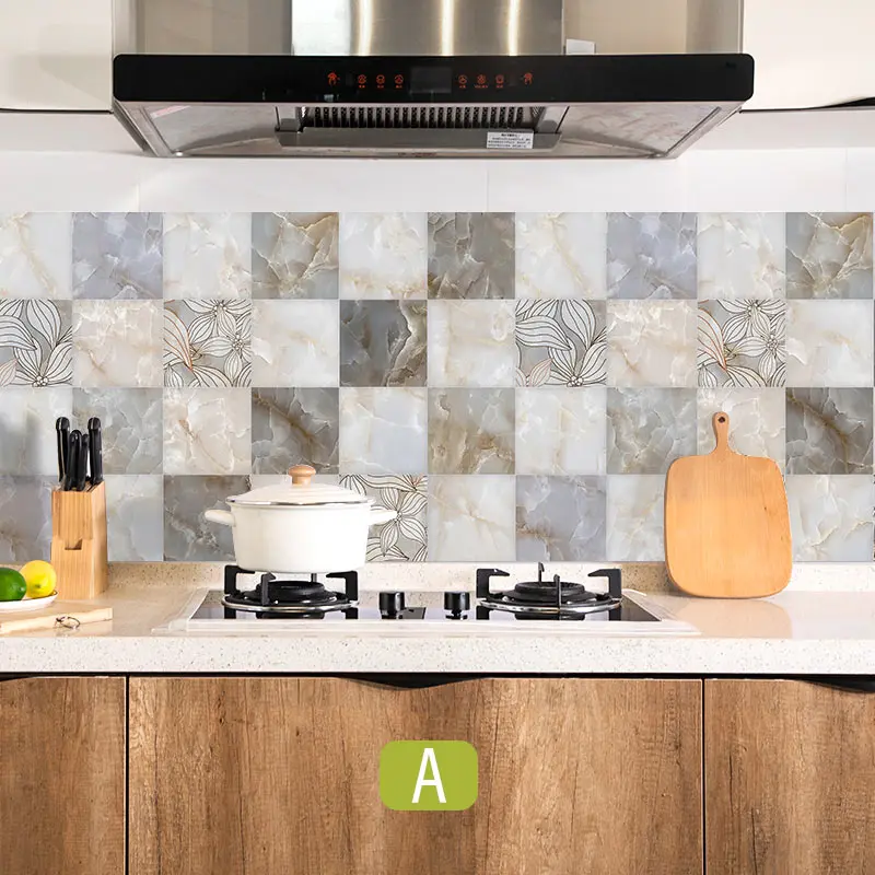 60*200cm Kitchen oil-proof wall stickers cooker high temperature waterproof tile cabinet range hood refurbished wallpaper - Цвет: 60x200cm