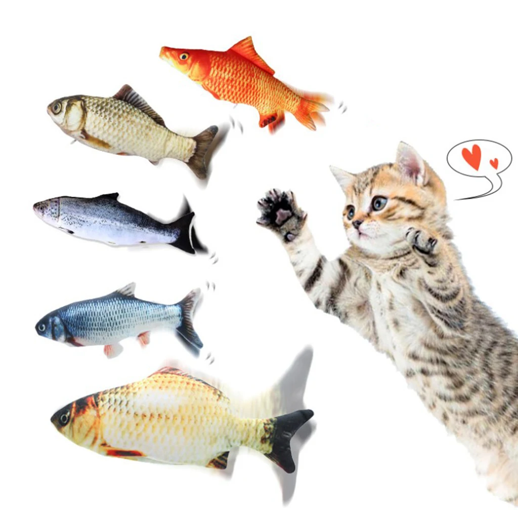 

Electric Cat Wagging Fish Realistic Plush Cat Toy Fish Catnip Stuffed Pet Soft
