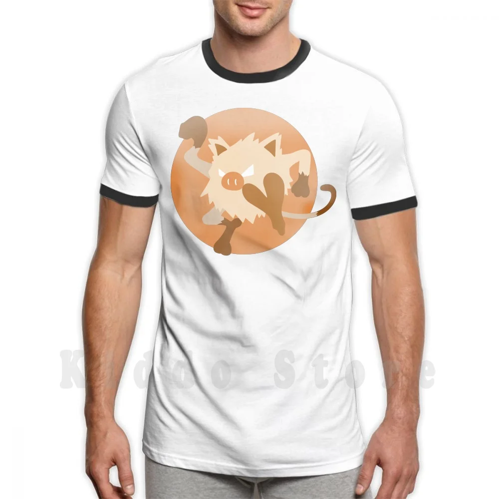 Mankey-базовая футболка из хлопка для мужчин, крутая футболка с принтом «сделай сам», Mankey Primeape Ape, Pig, Snout, файтинг, нормальный пик, пушистый, милый, злый