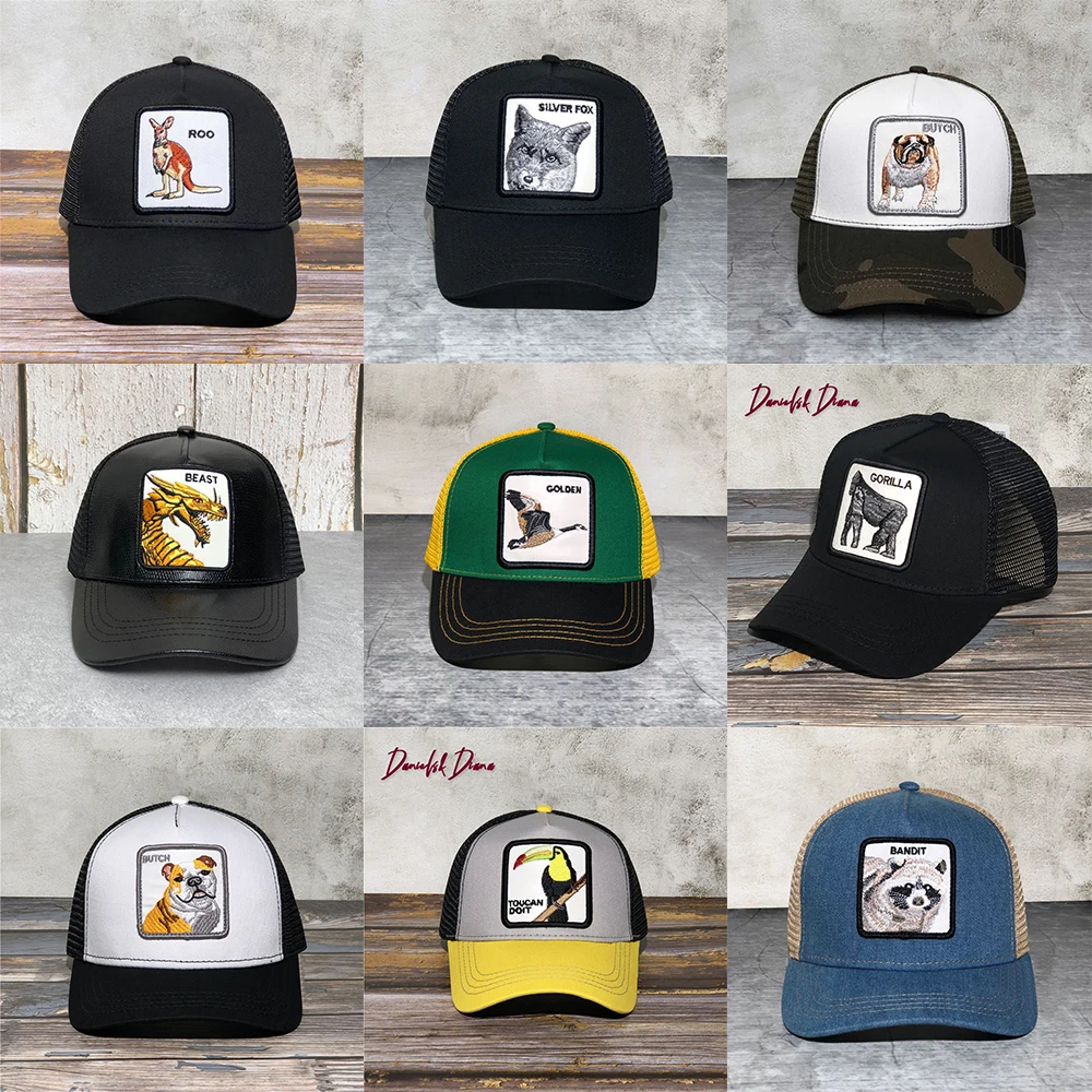 

new Baseball Cap Animal Embroidery Anime Cute Embroidery Summer Mesh Men's Ms. Outdoor Sunshade Truck Driver hats