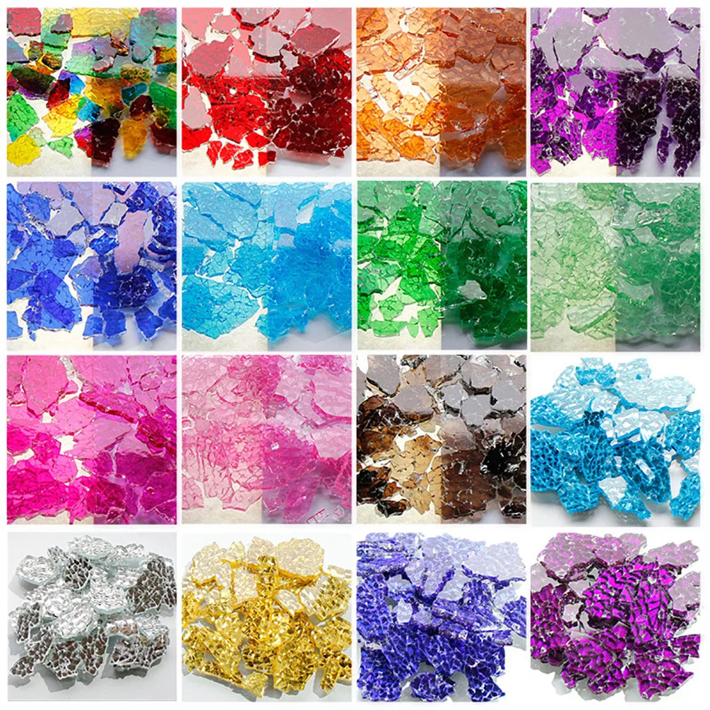 

100g Mixed Color Clear Mirror Glass Scraps DIY Craft Real Glass Mosaic Hobbies DIY Material Supplier