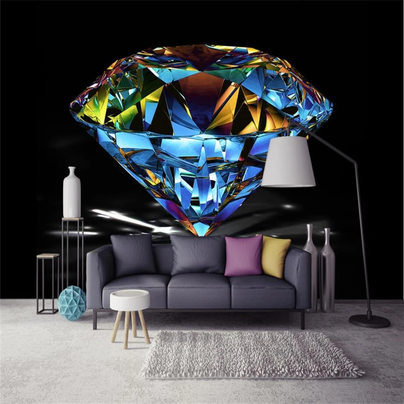 BEIBEHANG HD atmosphere colorful diamonds close-up aesthetic background wall paper living room bedroom sofa decorative painting |