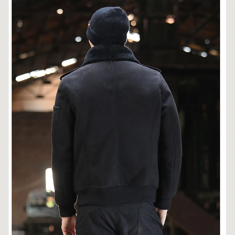 Мужская короткая куртка из натуральной овчины коричневая меха чемпиона зимняя