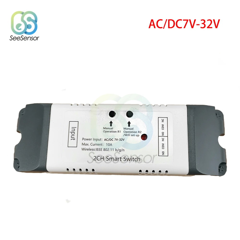 AC85V-250V AC/DC7V-32V 2 Wifi реле канала модуль Smart WiFi дистанционное управление беспроводной