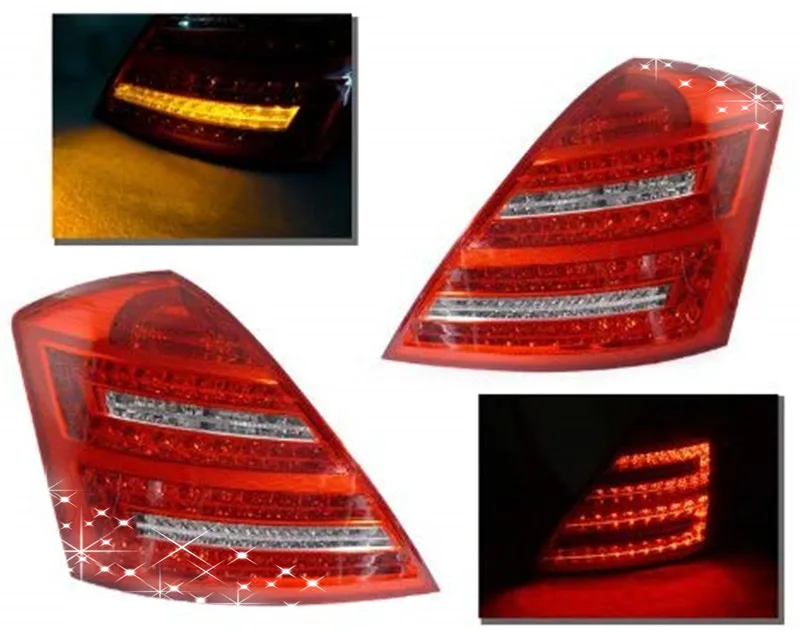 

Sulinso 2PCS Accessories For 2007-2009 Mercedes-Benz W221 S Class Facelift Style Red / Clear LED Tail Lights Set