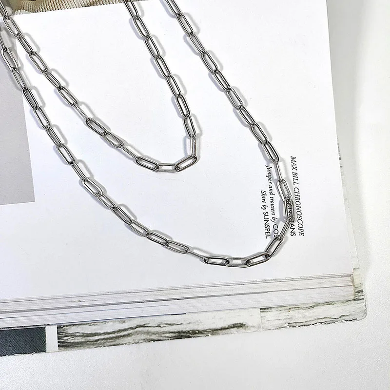 

XIYANIKE 925 Sterling Silver NEW Western style Creative Double-layer Wide Chain Necklace Hip-hop Clavicle Chain Female
