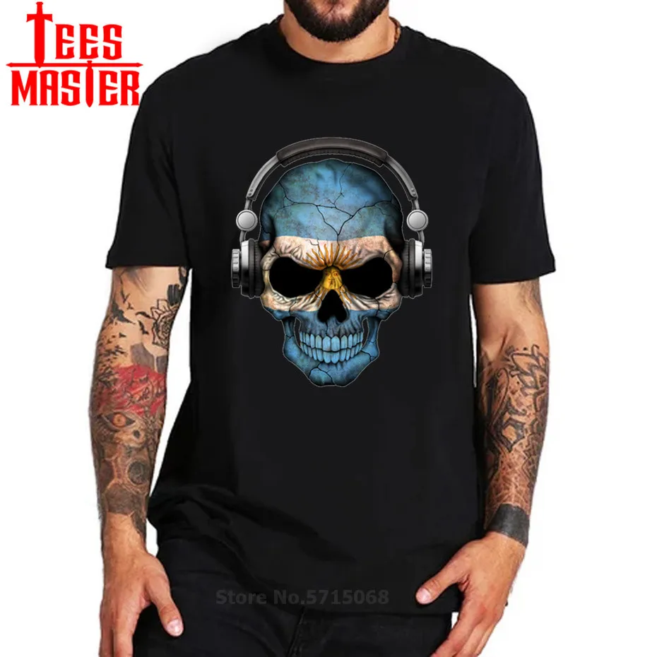 Футболка мужская с принтом флага Аргентины 100% хлопок в стиле хип хоп|Мужские